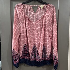 Lucky Brand Pink and Navy Blouse